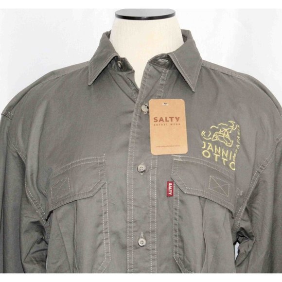 Jannie Otto Safaris Africa Button Embroidered Olive Vented‎ Shirt Womens Size Sm - Picture 2 of 6